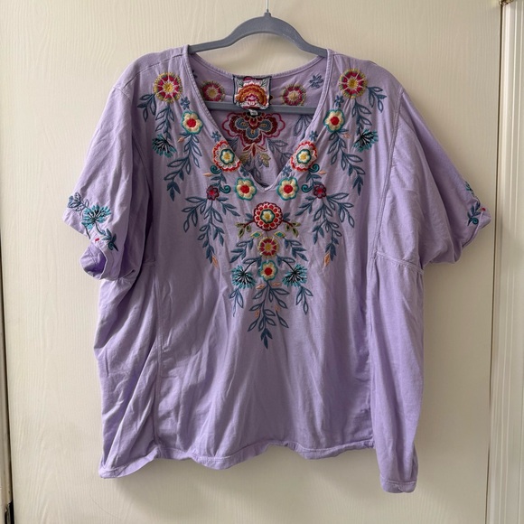 Johnny Was Lavender Embroidered Blouse XL - Picture 1 of 4